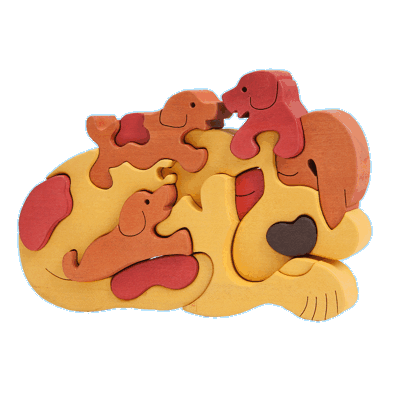 פאזל משפחת כלבלבים בצבע חום